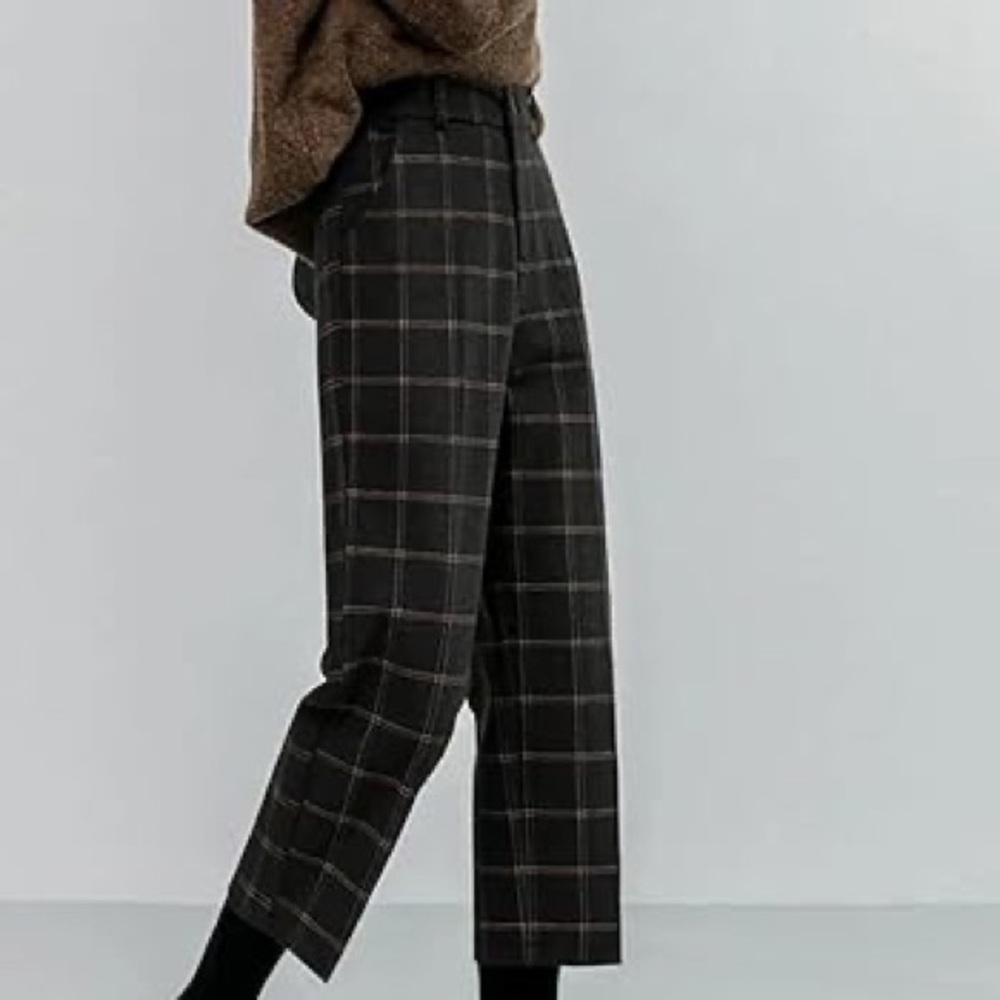NWOT WOOL FEEL FABRIC PENCIL CROPPED PANTS FOR WOMEN